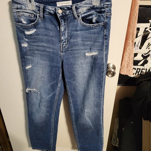 FLYING MONKEY STRAIGHT LEG DISTRESSED JEANS SZ 10 - Picture 1 of 5
